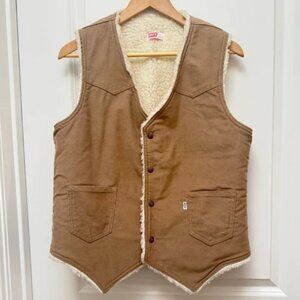 Vintage Levi’s Sherpa Lined Western Tan Corduroy Vest Size‎ Medium
